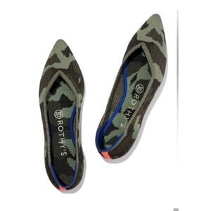Rothy's The Point II Olive Camo Flats $155 Shoes Sz 8.5 Loafers Camouflage B1